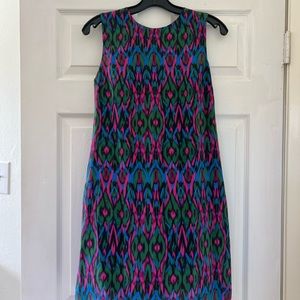 missoni green/pink pattern silk sheath dress